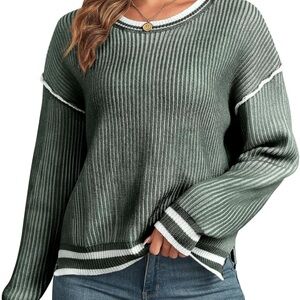 AFUL Green Striped Women's Sweater